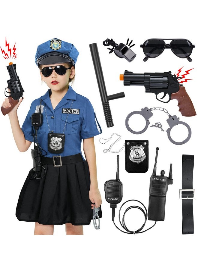 Girls Police Officer Costume Cop Uniform Dress With Toy Accessories Birthday Cosplay Outfit Halloween Dress Up Set