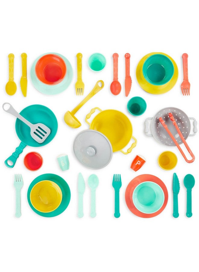 Play Kitchen Accessories Cookware, Dishes, Utensils 33 Piece Play Set For Kids Pretend Play Toys 3 Years + Mini Chef Kitchen Set