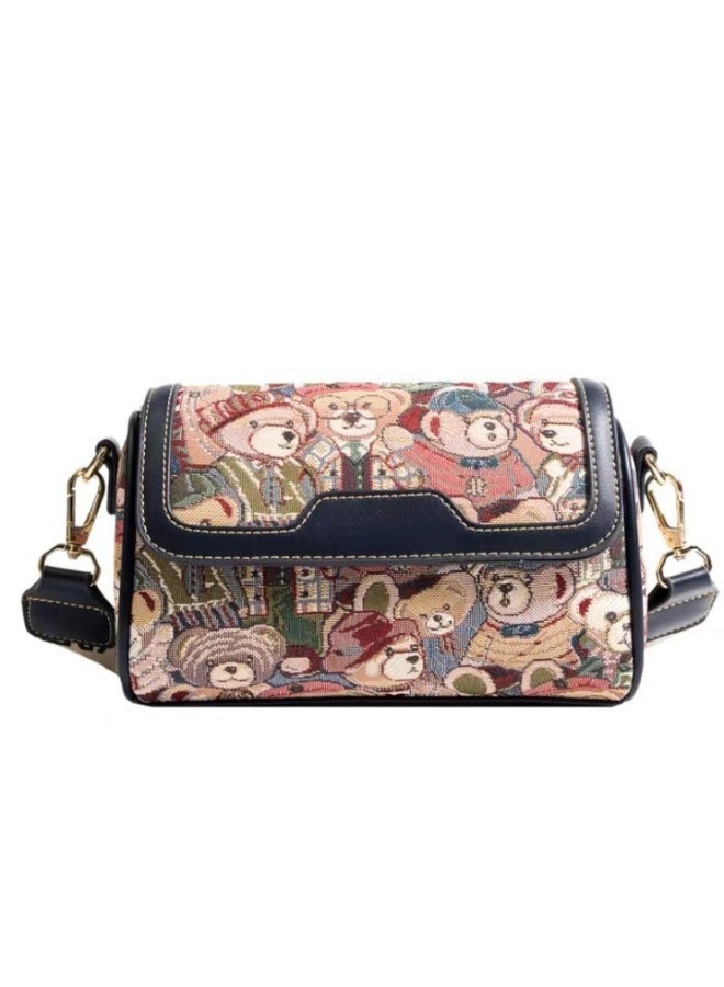 Cartoon Bear Purses Ladies Handbags Embroidery Cosmetic Bag For Women Handbag