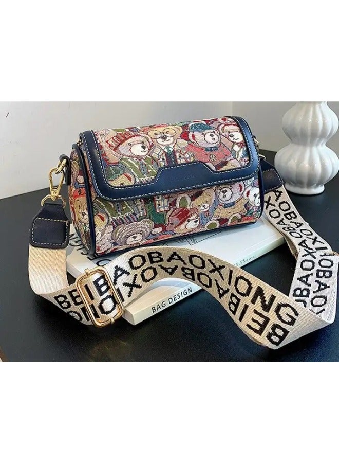 Cartoon Bear Purses Ladies Handbags Embroidery Cosmetic Bag For Women Handbag