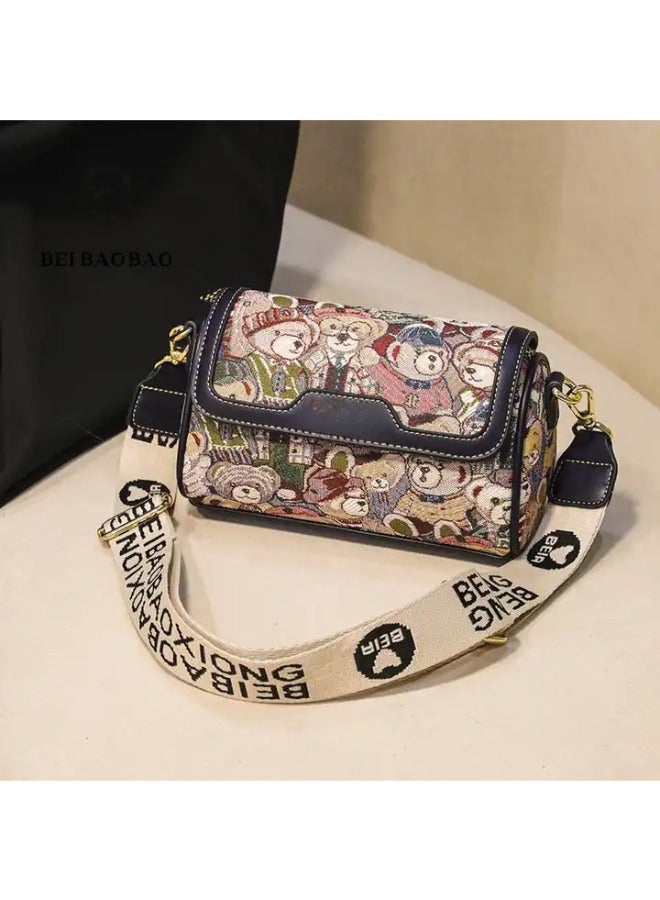 Cartoon Bear Purses Ladies Handbags Embroidery Cosmetic Bag For Women Handbag