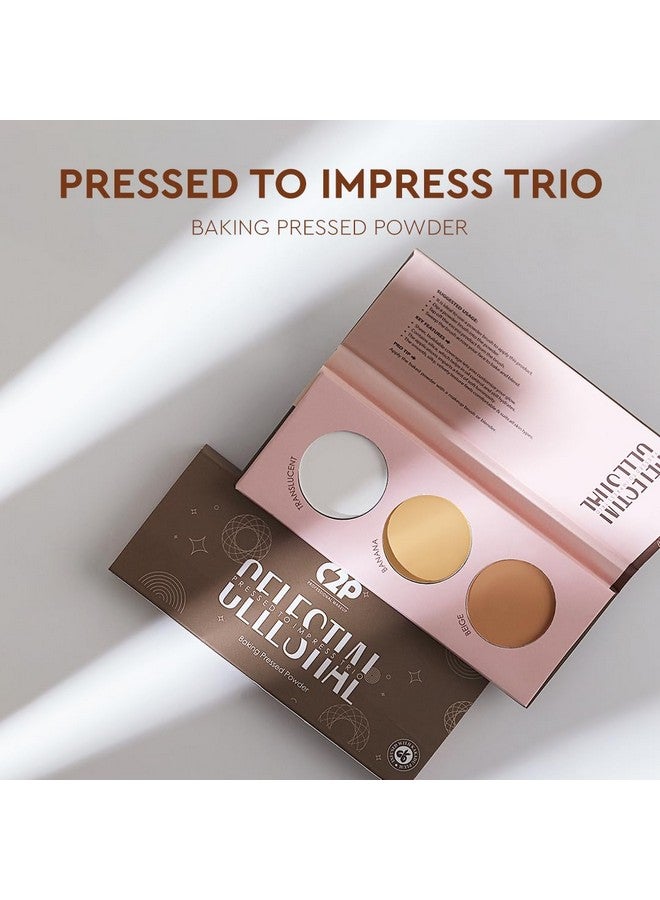 C2P Pro Celestial Pressed To Impress Trio Face Palette - Get Set Go, 12G | Lightweight & Blur Fine Lines | Buildable Coverage For All Skin Types