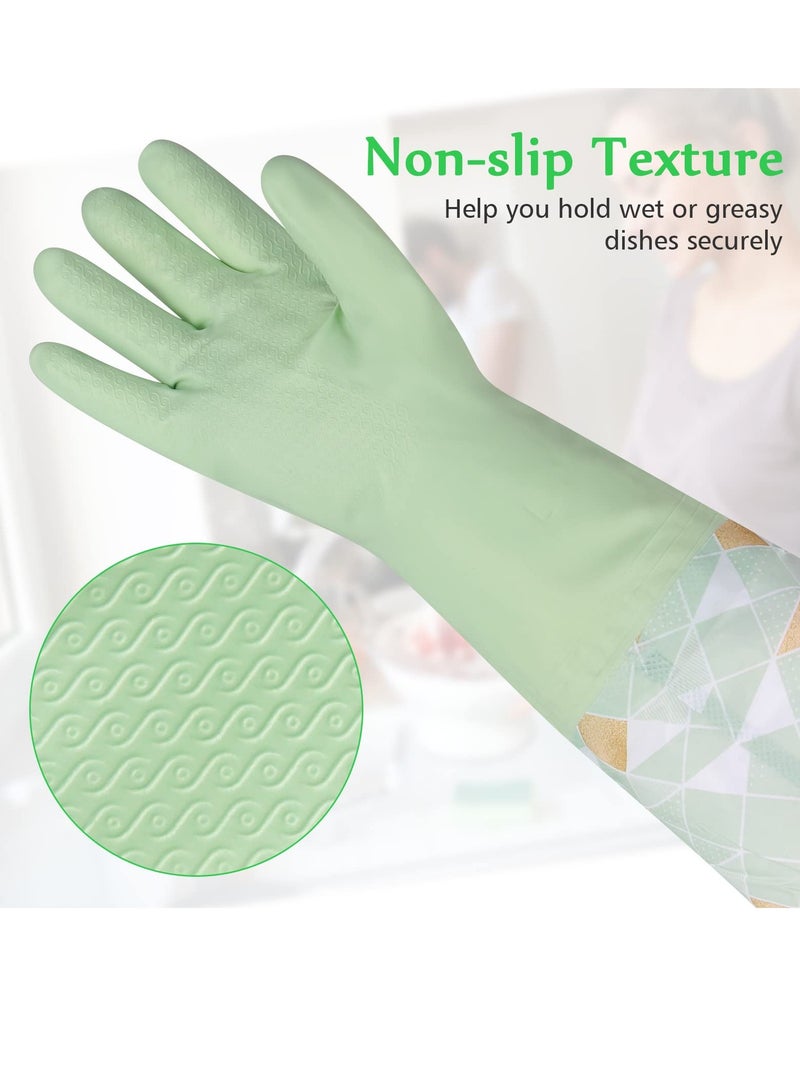 3 Pairs Cleaning Gloves for Winter Plus Velvet Reusable Household Kitchen Dishwashing Glove Latex Free Non Slip Waterproof Long Sleeves Keep Warm From Cold for Kitchen Cleaning Pet Care and more