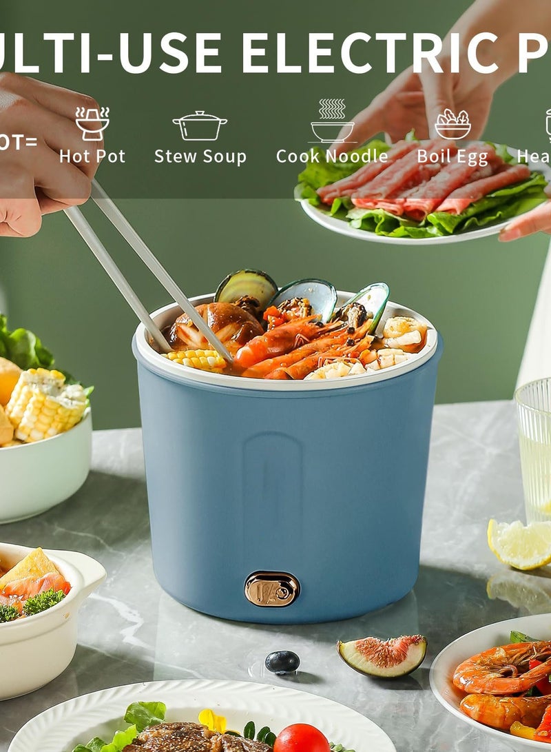 Hot Pot Electric, 1L Mini Ramen Cooker, Rapid Noodles Cooker, Multifunctional Electric Pot for Cooking Pasta, Egg, Soup, Portable Pot with Over Heating Protection for Dorm, Office, Travel