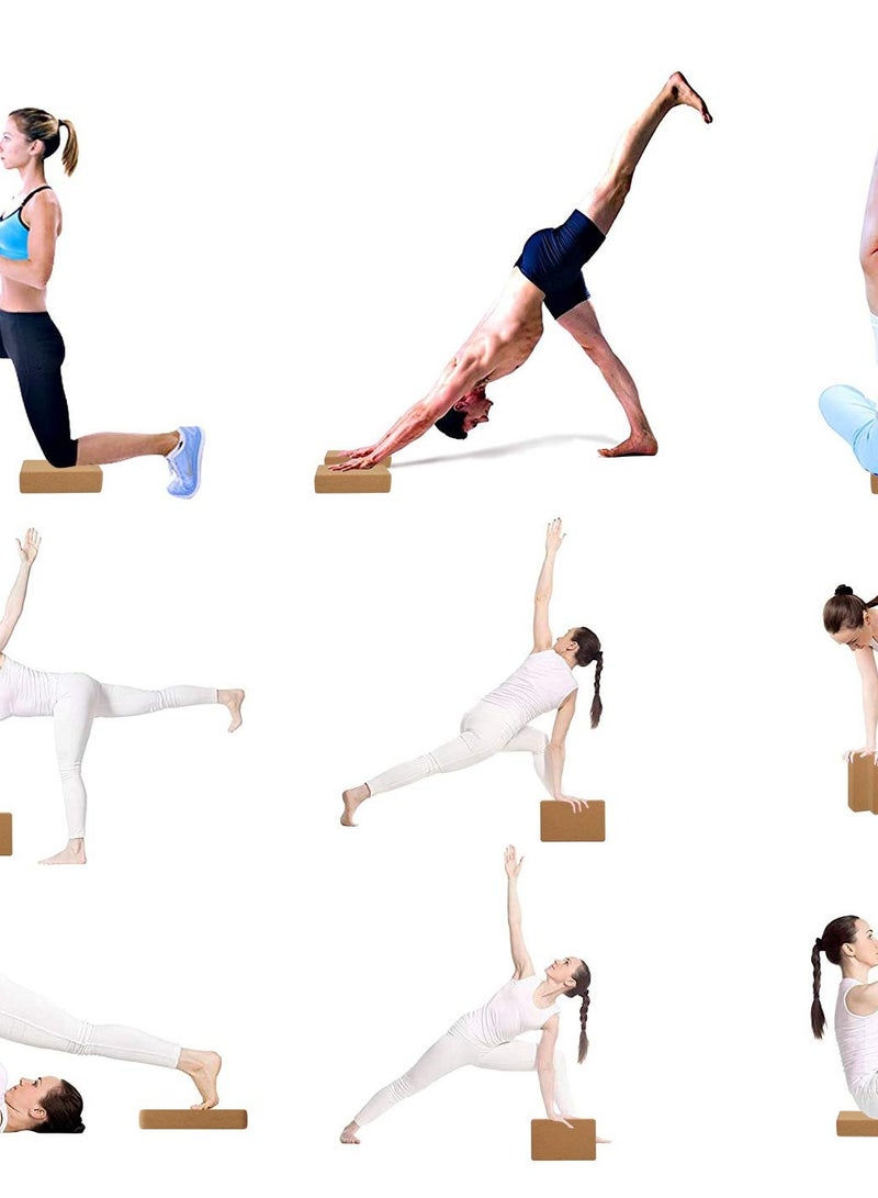 Cork Yoga Blocks Set of 2 for Enhanced Poses Strength and Flexibility 9 x 5.9 x 3 Inches