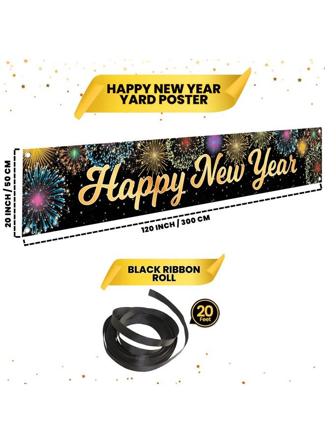 Large Happy New Year Banner 2024120X20 Inch Happy New Year Yard Sign New Years Eve Party Supplies 2024 Happy New Year Decorations 2024 New Years Decorations 2024 Nye Decorations