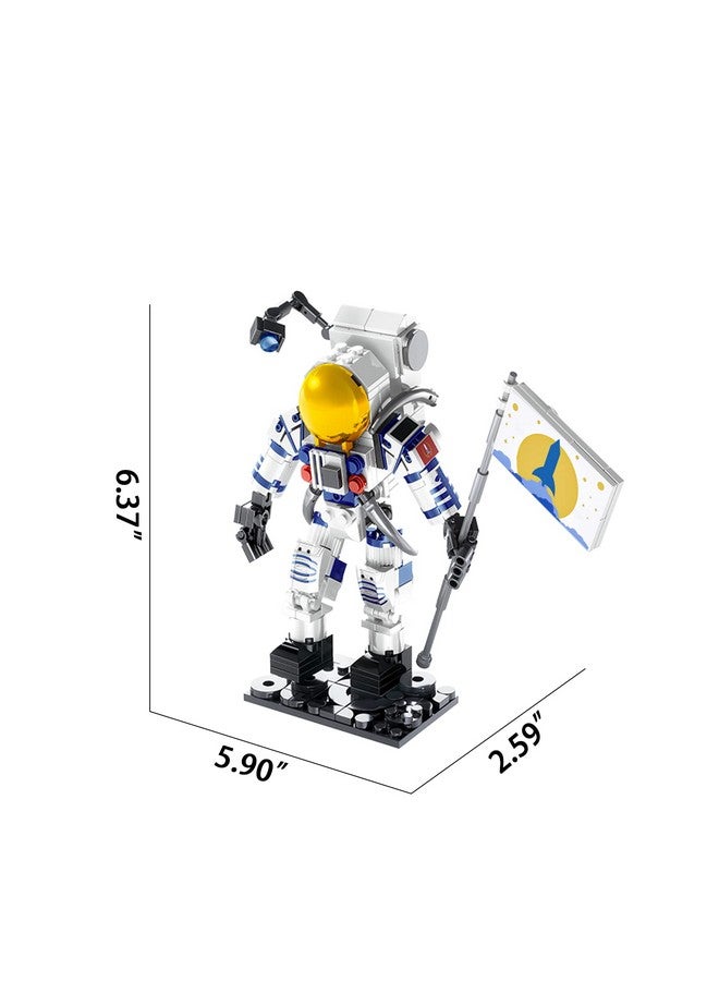 Astronaut Toys Building Kit For Kids And Adults 229Pcs Building Block Astronaut Figure Holding The Flag With Movable Joints, Diy Spaceman Assembly Construction Stem Toy City Space Building Set