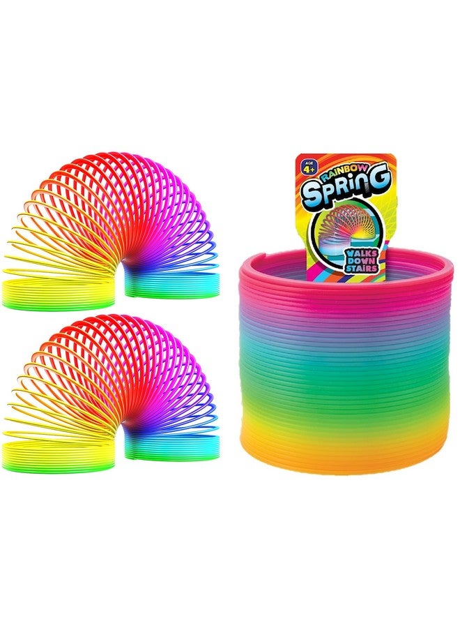 Big Magic Rainbow Color Spring Pack (2 Units) Original Plastic Spring Fidget Toy | Kids Coiltoy For Girls & Boys | Colorful Neon Color Sensory Vintage Toys 1702 2A