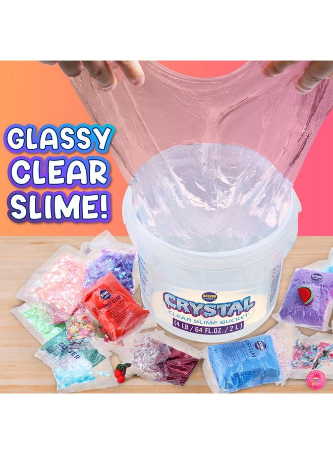 4 Lb Huge Glassy Clear Slime Bucket Toy For Kids, Funkidz 64 Fl Oz Premade Big Crystal Slime Pack Gift With 29 Sets Add Ins Jumbo Slime Kit For Girls Boys Party Present