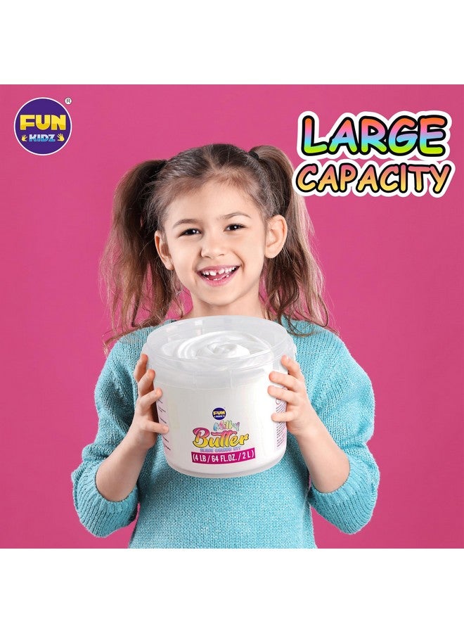 4 Lb Milky Butter Slime Bucket Gift For Girls, Funkidz 64 Fl Oz Huge Soft White Premade Scented Slime Kit Toy With 29 Variety Add Ins Perfect Birthday Present For Kids Age 6+