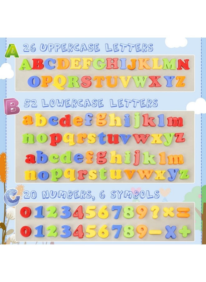 104Pcs Magnetic Letters Numbers Alphabet Abc 123 Fridge Magnets Plastic Educational Toy Set For Preschool Learning Spelling Counting Uppercase Lowercase Math Symbols For Toddlers Kids