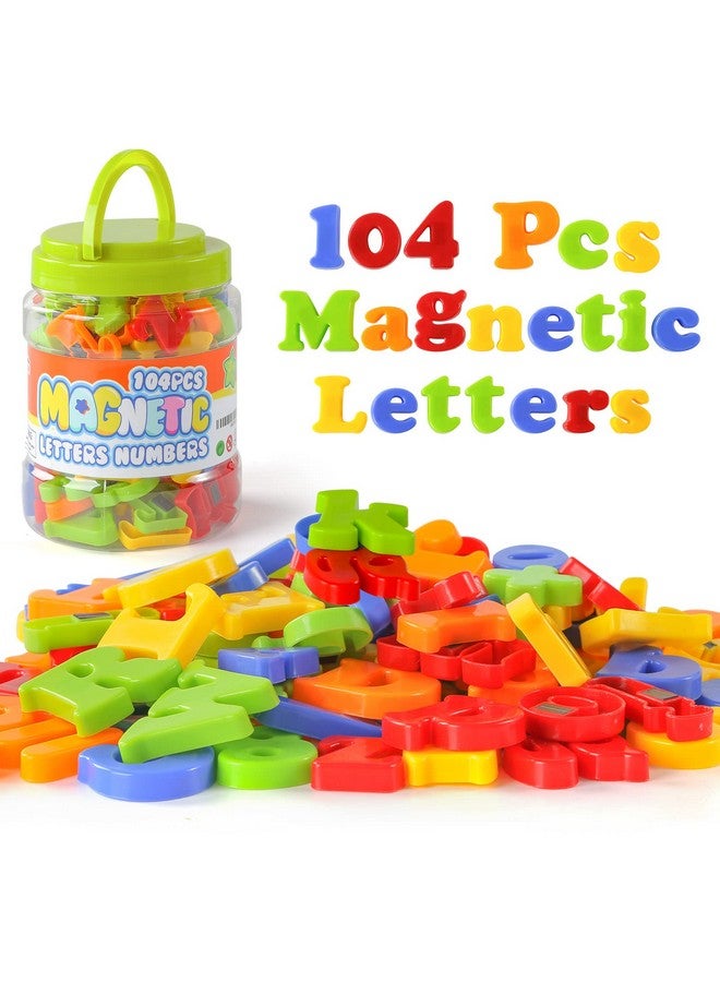 104Pcs Magnetic Letters Numbers Alphabet Abc 123 Fridge Magnets Plastic Educational Toy Set For Preschool Learning Spelling Counting Uppercase Lowercase Math Symbols For Toddlers Kids