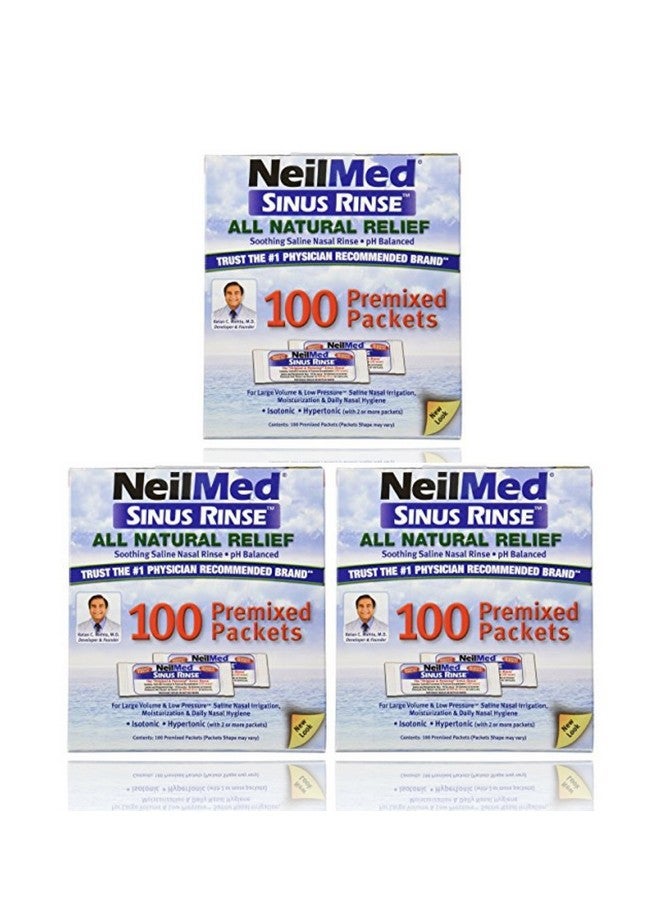 Sinus Rinse 100 Salt Premixed Packets For Allergies & Sinus (Pack Of 3)