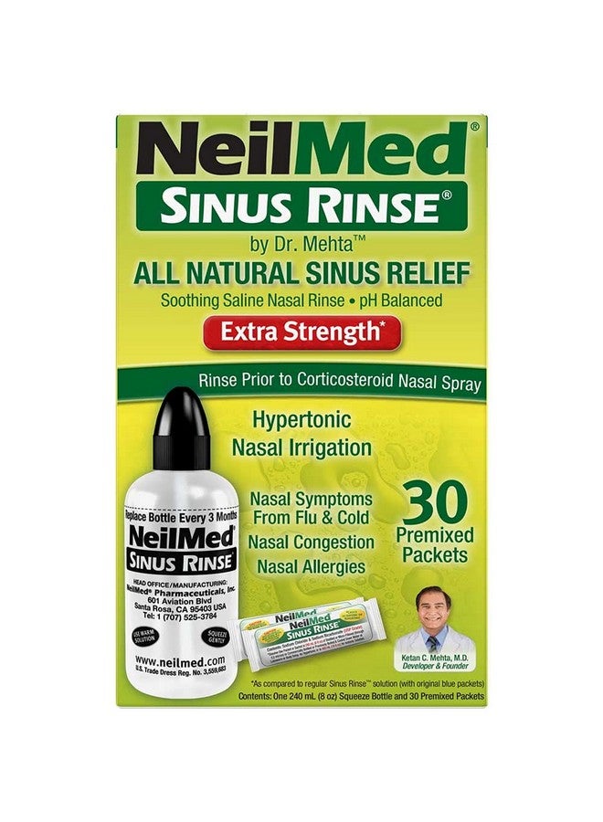 Sinus Rinse Extra Strength Hypertonic Kit With 30 Premixed Packets