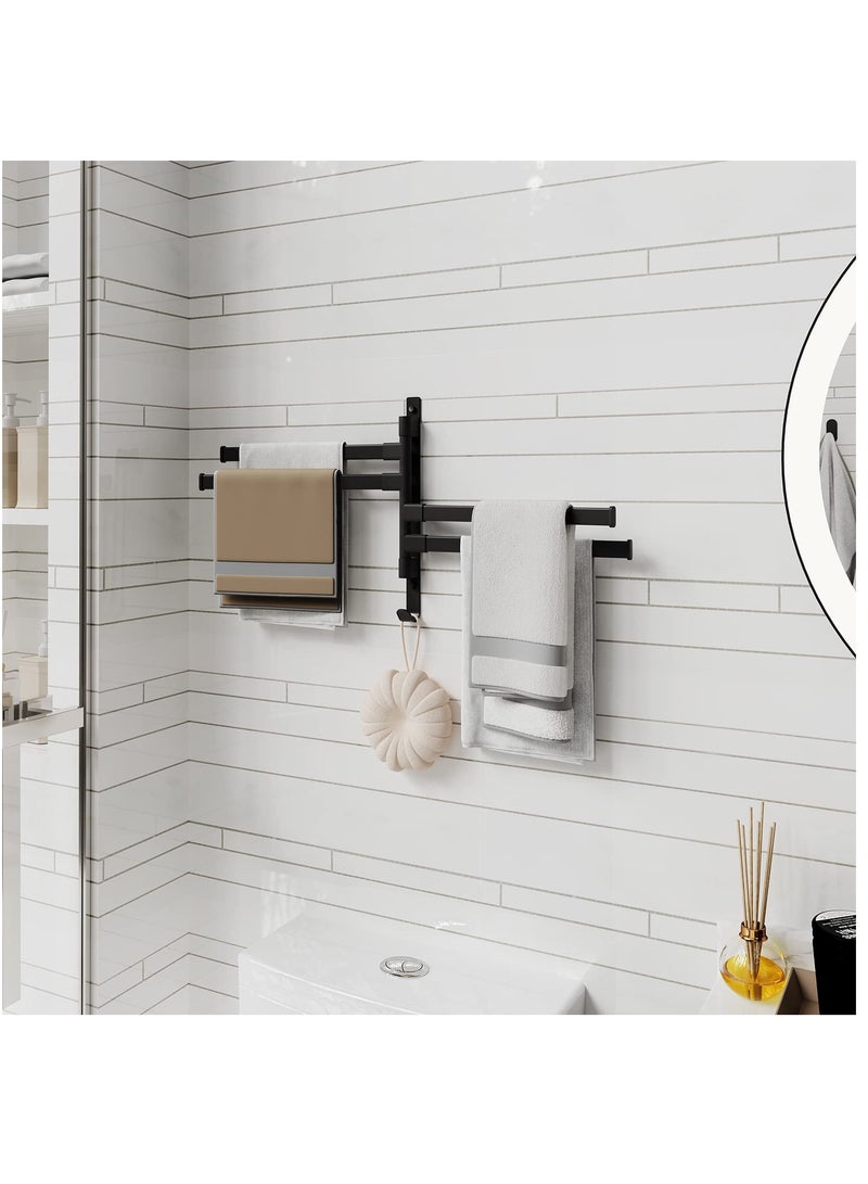 Rotating Wall Mounted Towel Rack with 4 Arms Rustproof Design for Bathroom 180 Degree Swivel 13 Inch Towel Holder Accessories