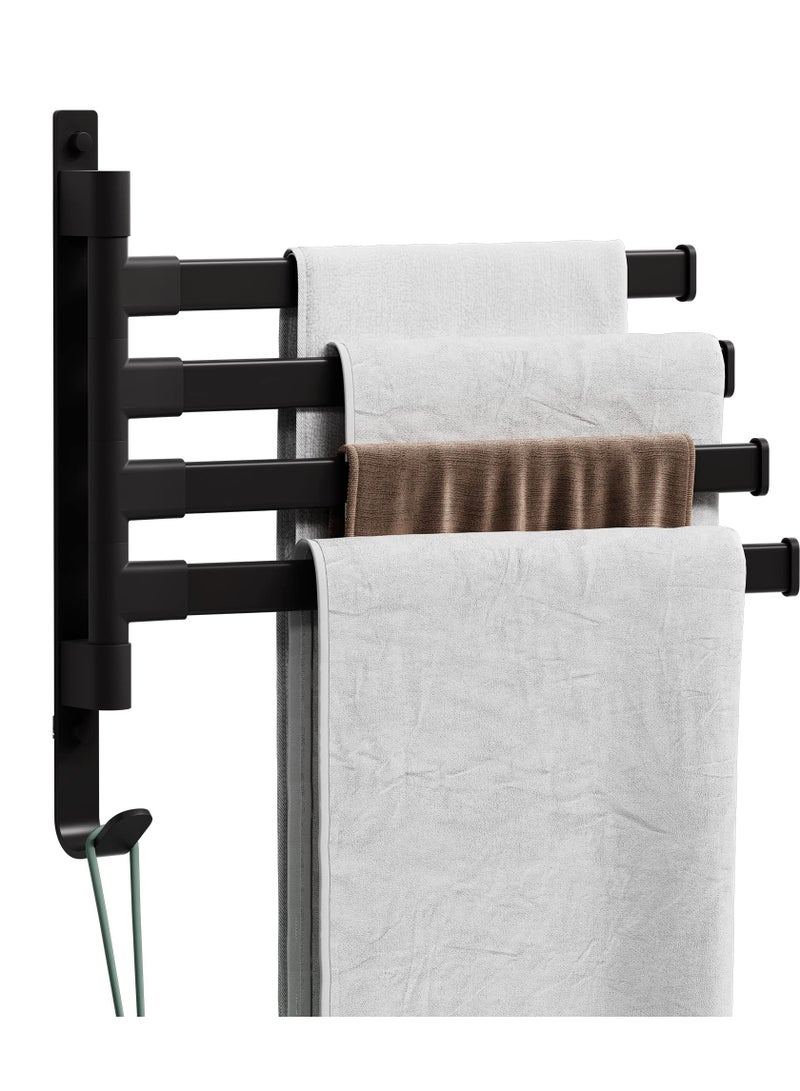 Rotating Wall Mounted Towel Rack with 4 Arms Rustproof Design for Bathroom 180 Degree Swivel 13 Inch Towel Holder Accessories