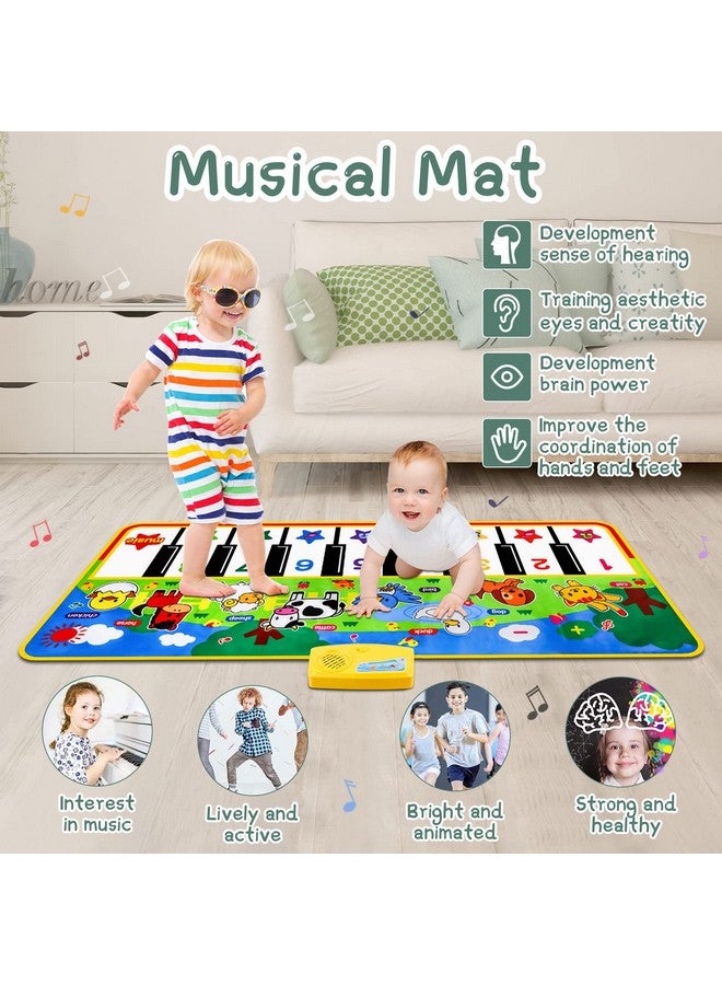 Piano Mat, 53'' X 23'' Musical Toys For Toddlers Floor Piano Touch Playmat With 8 Animal Sounds, Music Piano Keyboard Dance Mat Toddler Toys Gifts For Boys And Girls 1 2 3 4 5 Year Old