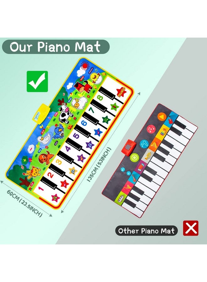 Piano Mat, 53'' X 23'' Musical Toys For Toddlers Floor Piano Touch Playmat With 8 Animal Sounds, Music Piano Keyboard Dance Mat Toddler Toys Gifts For Boys And Girls 1 2 3 4 5 Year Old