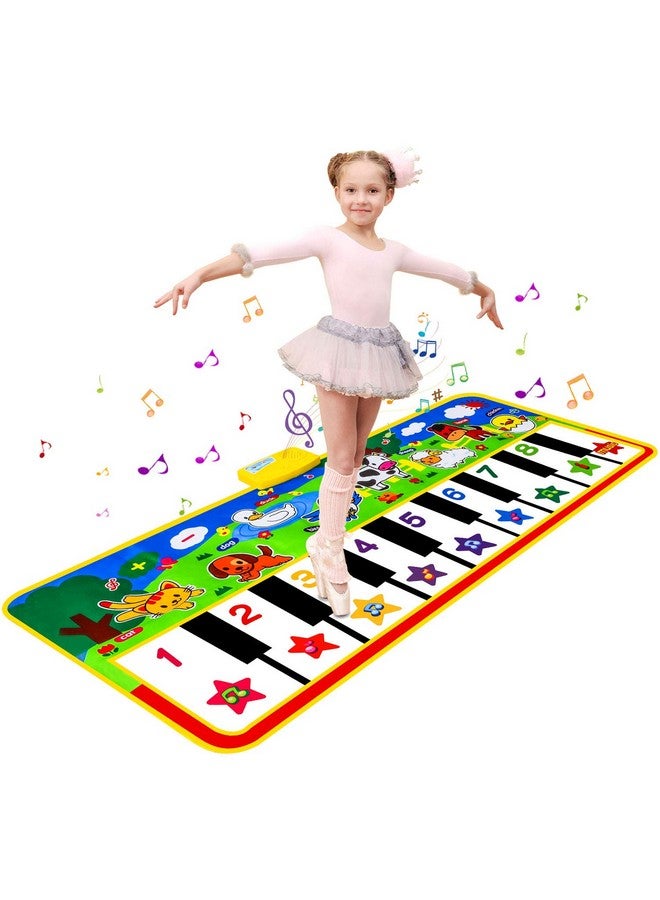 Piano Mat, 53'' X 23'' Musical Toys For Toddlers Floor Piano Touch Playmat With 8 Animal Sounds, Music Piano Keyboard Dance Mat Toddler Toys Gifts For Boys And Girls 1 2 3 4 5 Year Old