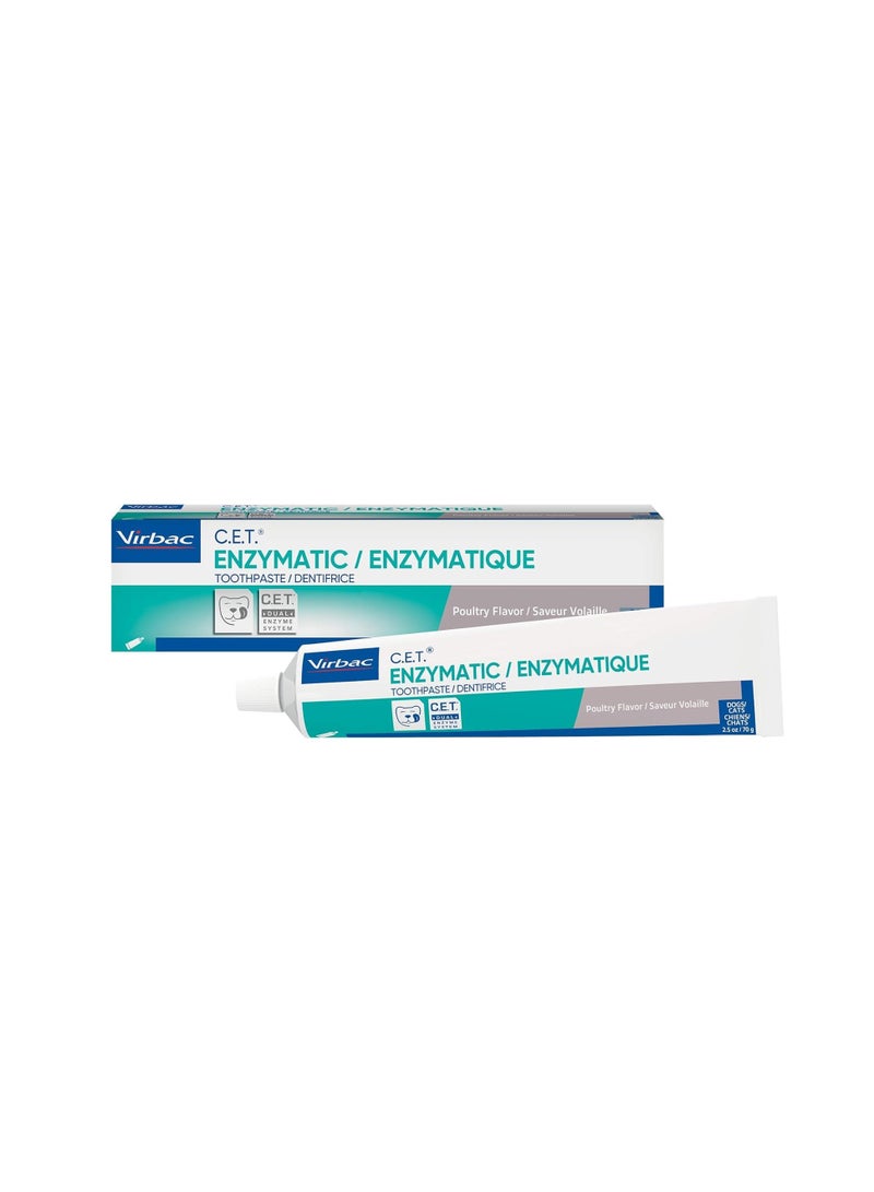 Virbac CET Enzymatic Toothpaste| Eliminates Bad Breath by Removing Plaque & Tartar Buildup | Best Pet Dental Care Toothpaste | Poultry Flavor, 2.5 oz tube