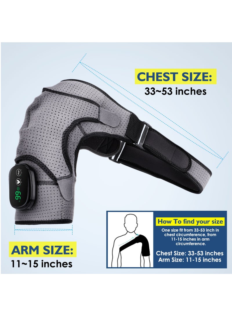 Electric Heating Shoulder Brace, LED Display, Vibration Shoulder Massage Support Belt Strap, For Arthritis Joint Injury Pain Relief