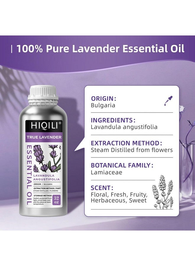 32 Fl Oz Lavender Essential Oil Pure, For Aromatherapy Diffuser, Hair, Includes Premium Quality Glass Dropper 32 Ounces