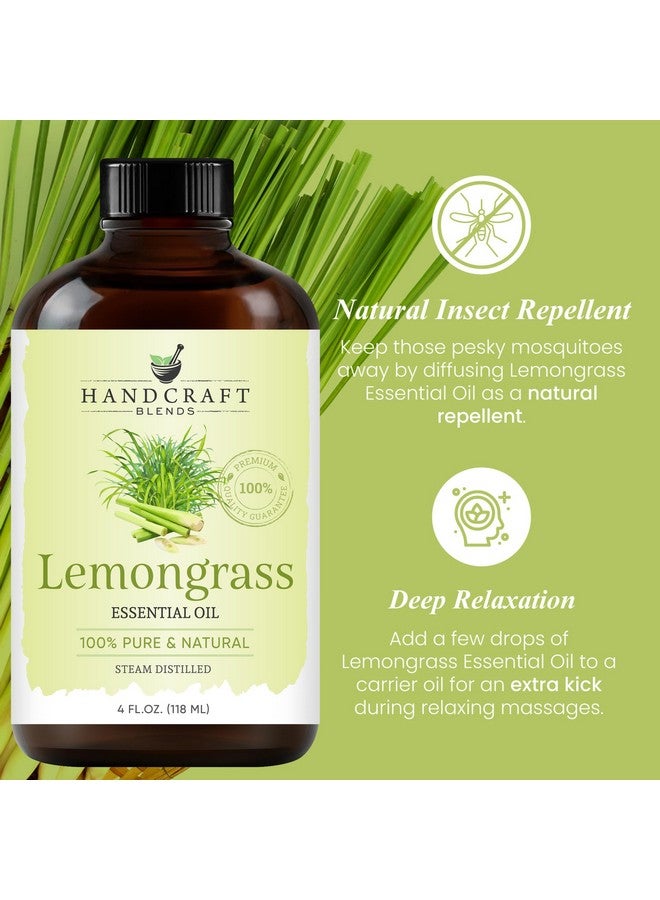 Lemongrass Essential Oil Huge 4 Fl Oz 100% Pure And Natural Premium Grade With Glass Dropper