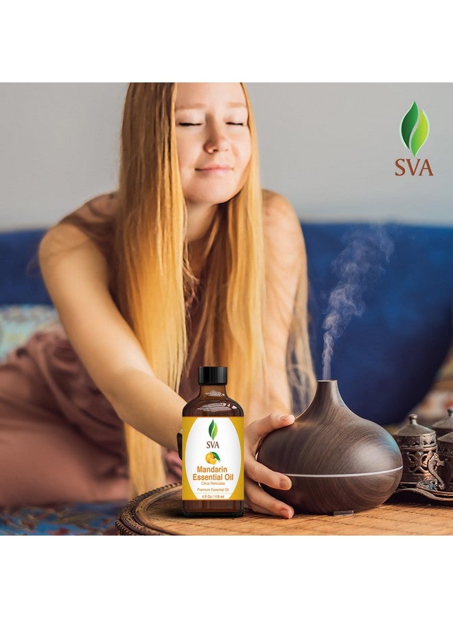 Sva Mandarin Essential Oil 4Oz (118Ml) Premium Essential Oil With Dropper For Diffuser, Aromatherapy, Hair Care, Scalp Massage & Skin Care