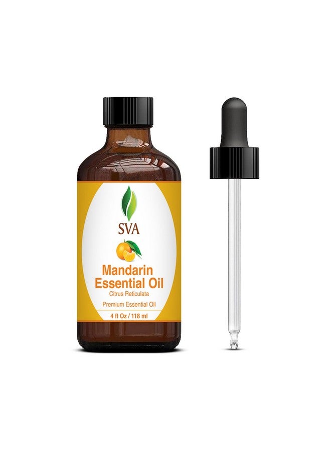 Sva Mandarin Essential Oil 4Oz (118Ml) Premium Essential Oil With Dropper For Diffuser, Aromatherapy, Hair Care, Scalp Massage & Skin Care