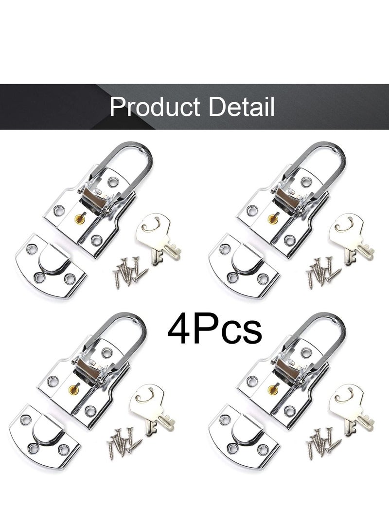 SYOSI Small Size Suitcase Lock Latch, 90mm x 50mm Metal Suitcase Hasp Catch with Keys (4 Pcs)