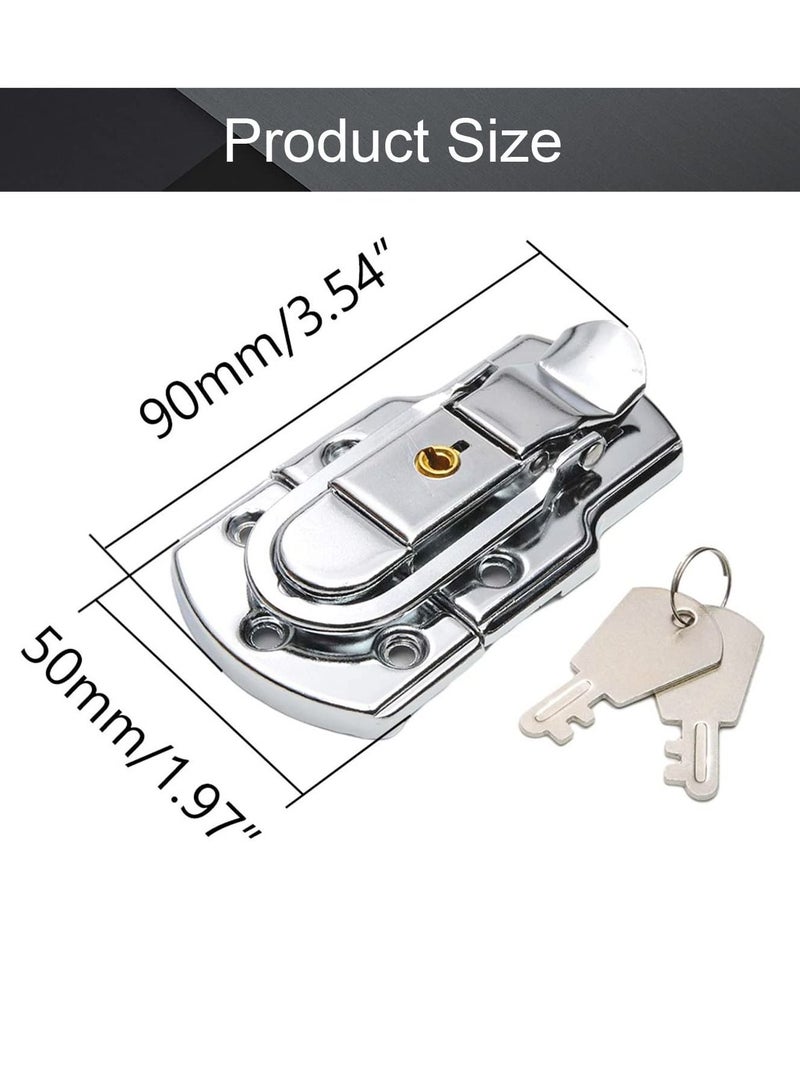 SYOSI Small Size Suitcase Lock Latch, 90mm x 50mm Metal Suitcase Hasp Catch with Keys (4 Pcs)