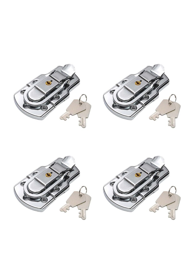 SYOSI Small Size Suitcase Lock Latch, 90mm x 50mm Metal Suitcase Hasp Catch with Keys (4 Pcs)