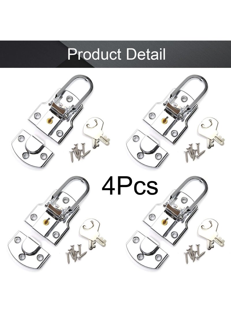 SYOSI Small Size Suitcase Lock Latch, 90mm x 50mm Metal Suitcase Hasp Catch with Keys (4 Pcs)