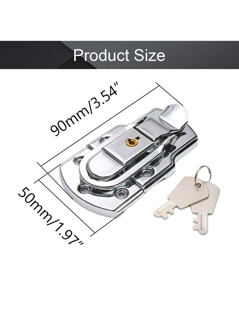 SYOSI Small Size Suitcase Lock Latch, 90mm x 50mm Metal Suitcase Hasp Catch with Keys (4 Pcs)