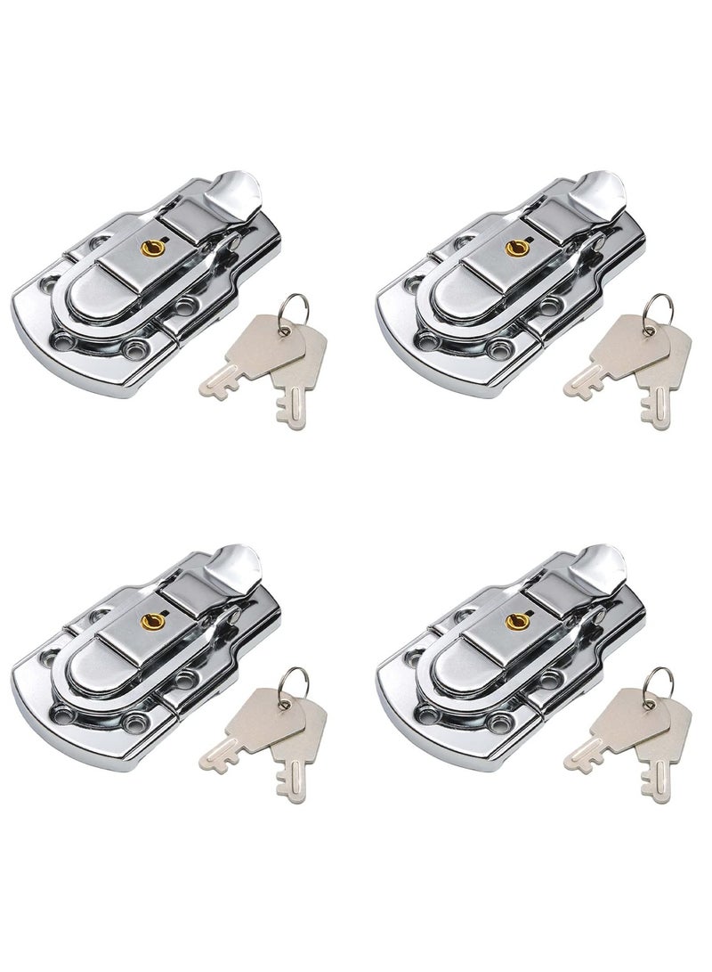 SYOSI Small Size Suitcase Lock Latch, 90mm x 50mm Metal Suitcase Hasp Catch with Keys (4 Pcs)