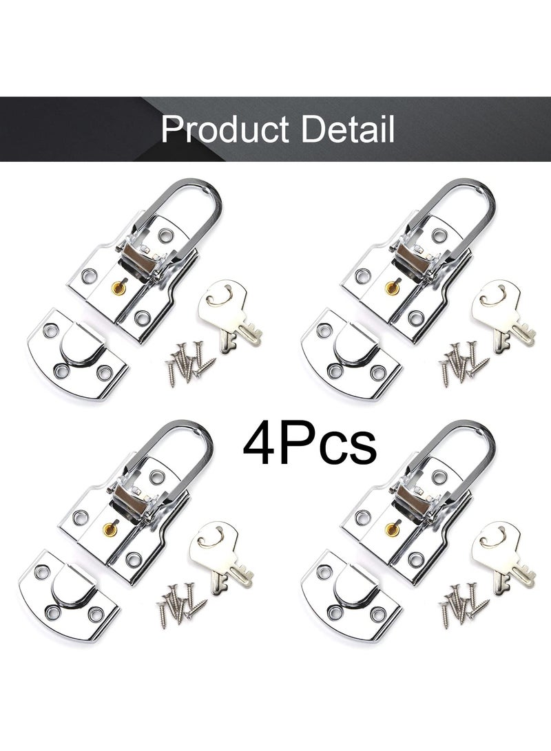 SYOSI Small Size Suitcase Lock Latch, 90mm x 50mm Metal Suitcase Hasp Catch with Keys (4 Pcs)