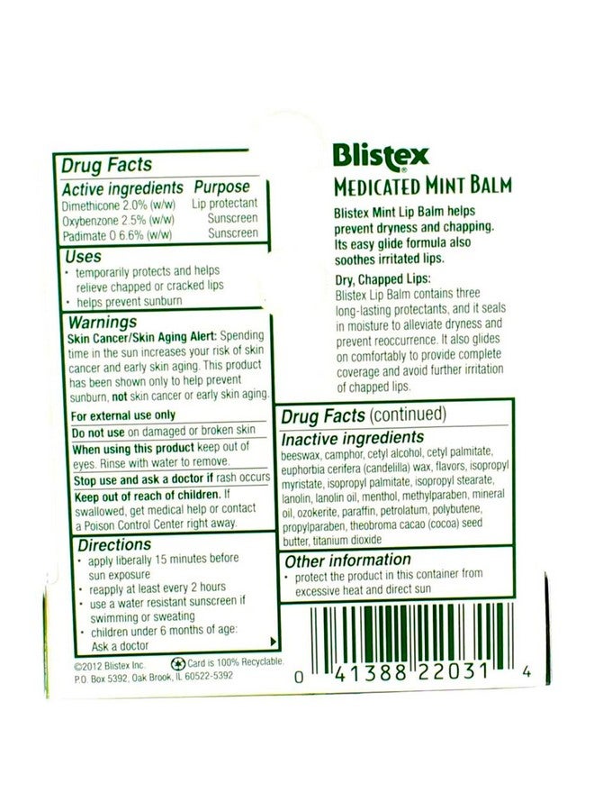 Medicated Mint Balm Spf 15 0.15 Ounce (Pack Of 7)