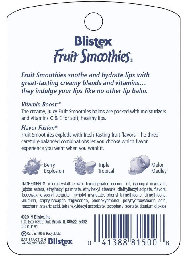 Fruit Smoothies Lip Moisturizers 3 Sticks 0.10 Oz Each