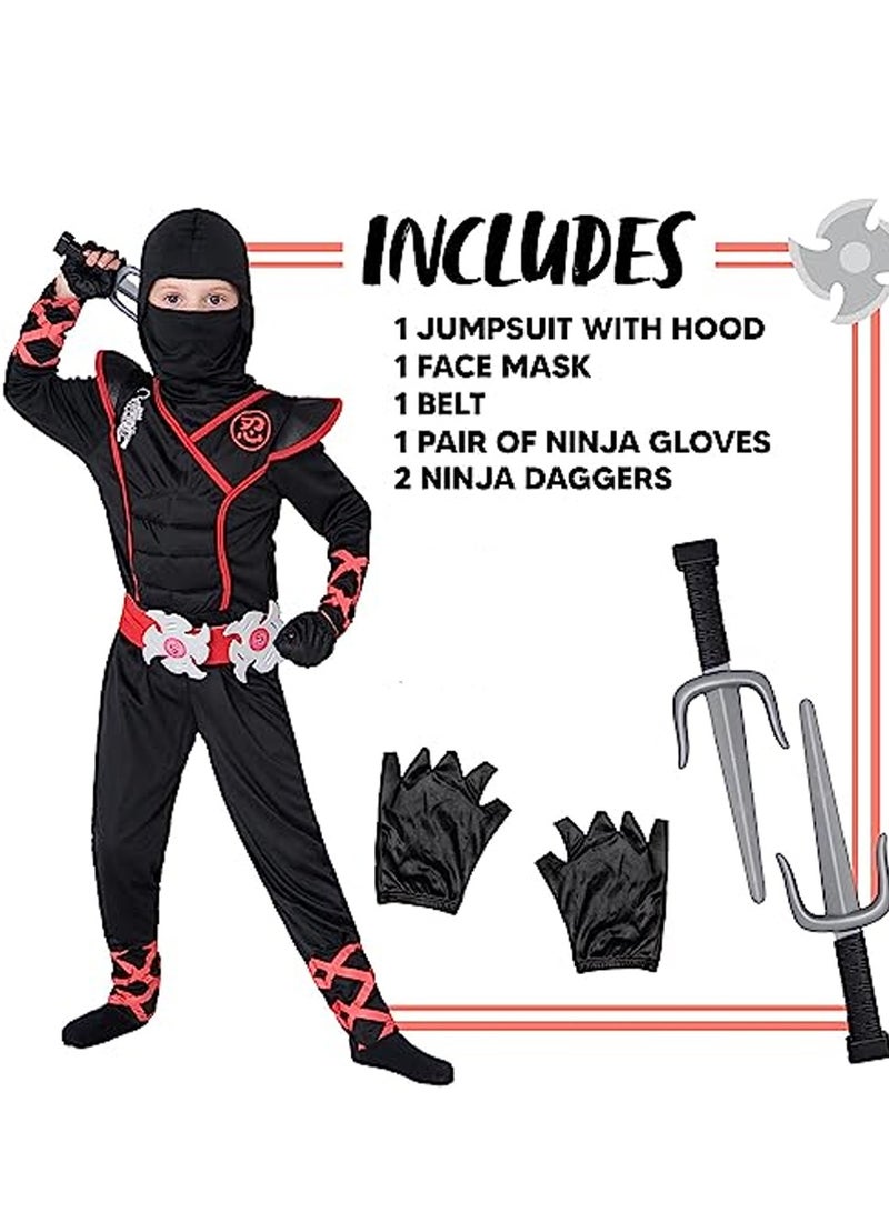 Creations Ninja Costume for Kids, Deluxe Ninja Costume for Boys Dress Up