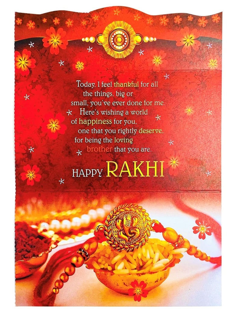 Almoda Creations Rakhi Combo-Rakhi, Foldable Greeting Card, Tilak Pouch, With Personalized Gift Message Service-A Warm Rakhi Mable Greeting Wrap