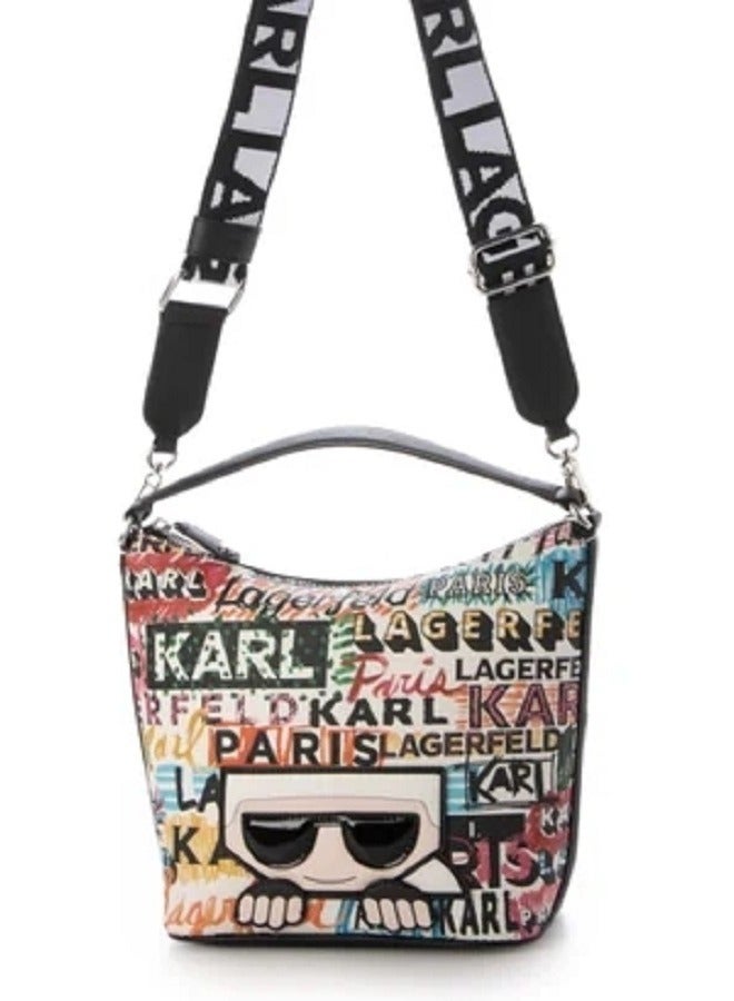 Karl Lagerfeld Paris Maybelle Logo Leather Bucket Bag Crossbody Bag Shoulder Bag