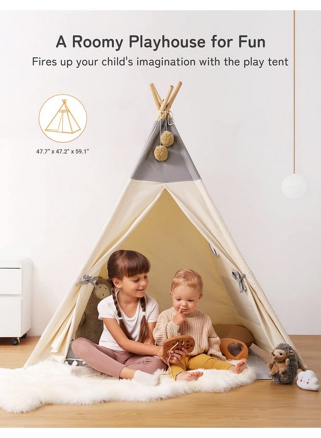 Teepee Tent For Kids With Light & Mat Kids Tents Indoor Play Tent Playhouse Toddler Teepee 100% Cotton Tee Pee Tents For Kids Indoor Kids Teepee Children Room Tent