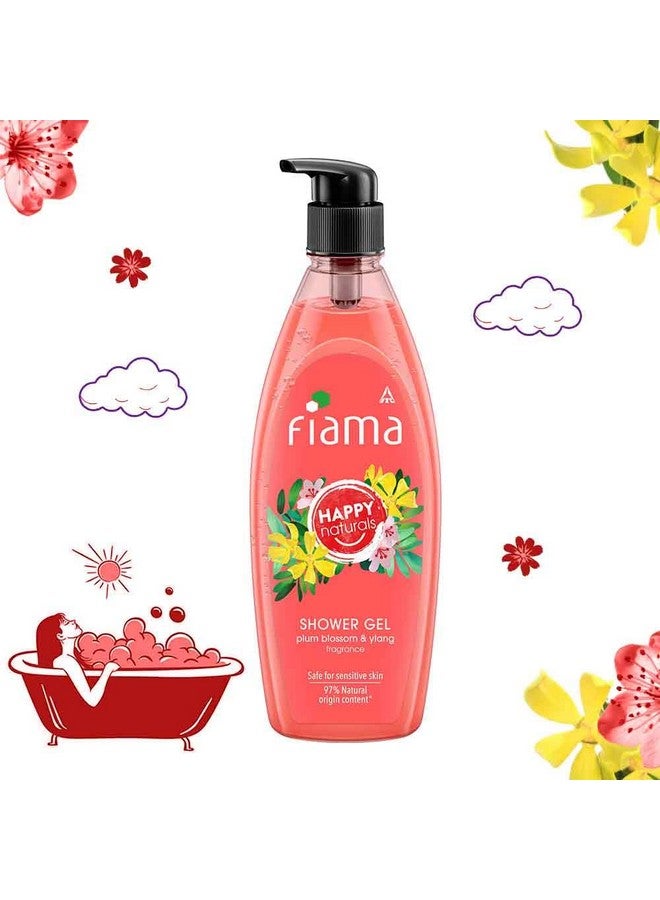 Happy Naturals Body Wash Shower Gel Plum Blossom And Ylang 500Ml Body Wash For Women & Men With Skin Conditioners For Moisturised Skin 97% Natural Origin Content Safe On Sensitive Skin Bodywash