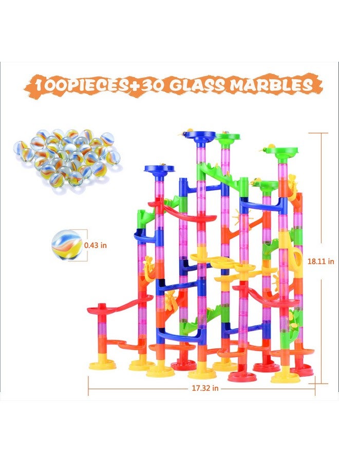 Marble Run Toy, 130Pcs Educational Construction Maze Block Toy Set With Glass Marbles For Kids And Parent Child Game