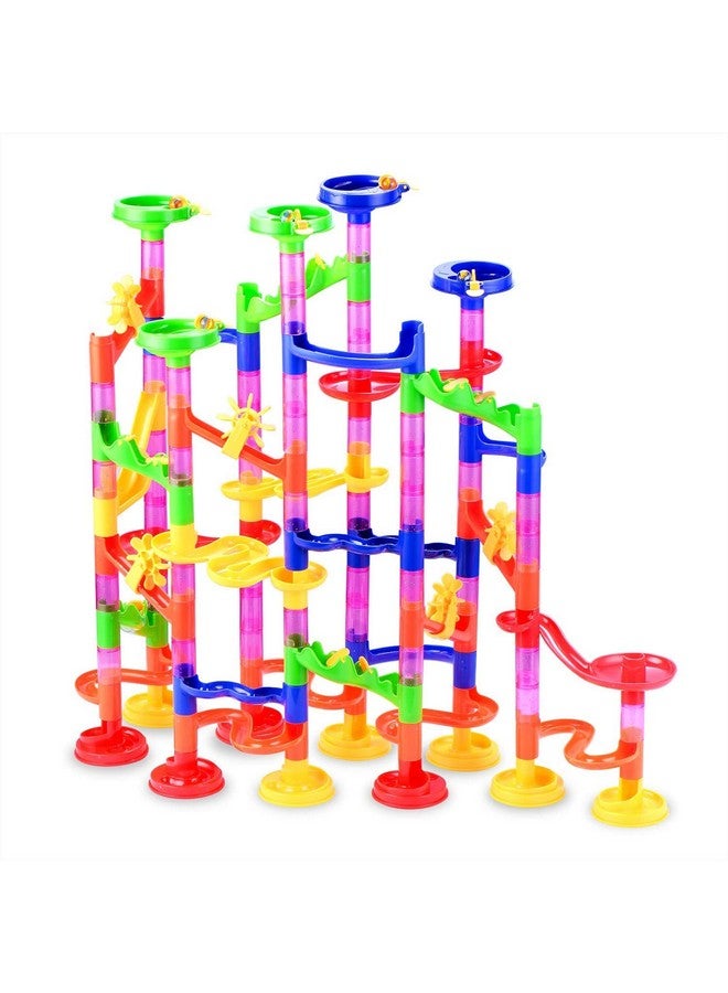 Marble Run Toy, 130Pcs Educational Construction Maze Block Toy Set With Glass Marbles For Kids And Parent Child Game