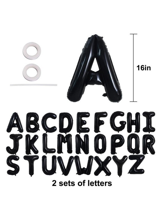 52 Pieces 16 Inch Black Letter A Z Balloons Custom Phrase Mylar Foil Alphabet Letter Create Your Own Banner Reusable For Birthday Anniversary Celebration Graduation Party Supplies Decorations