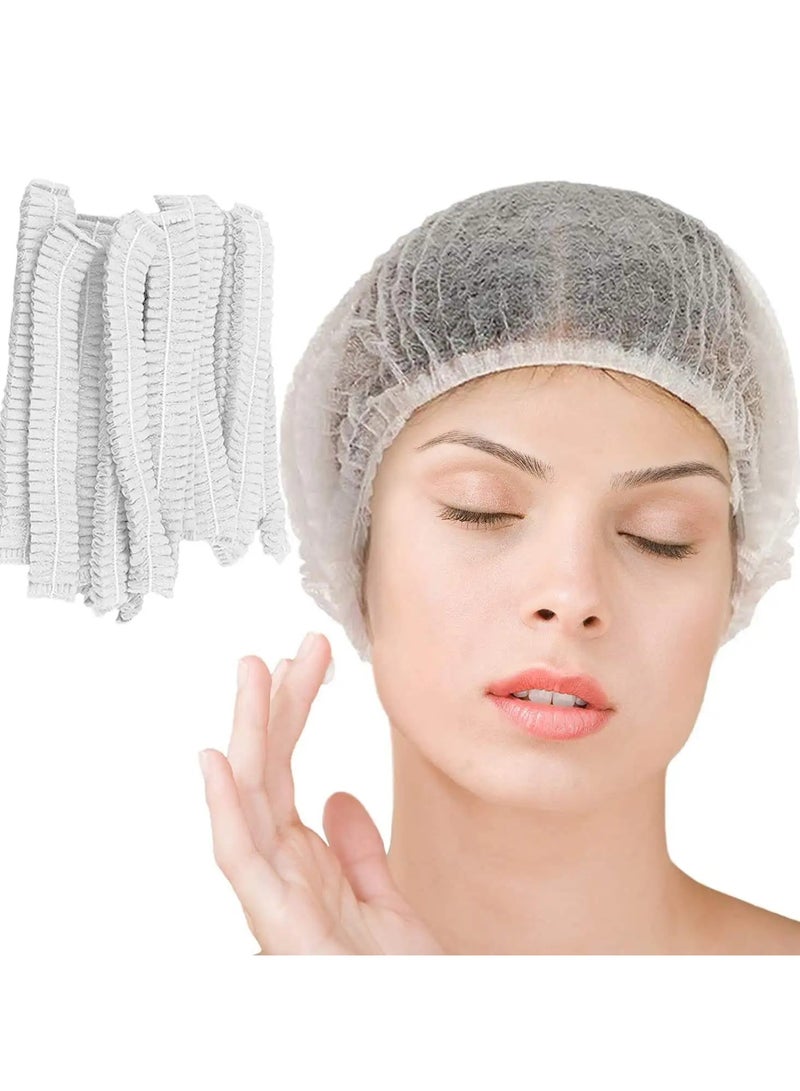 Disposable Bouffant Cap Non Woven White Disposable Mob Cap Head Cover Surgical Doctor Hat Bouffant Medical Dust Caps Clip Strip