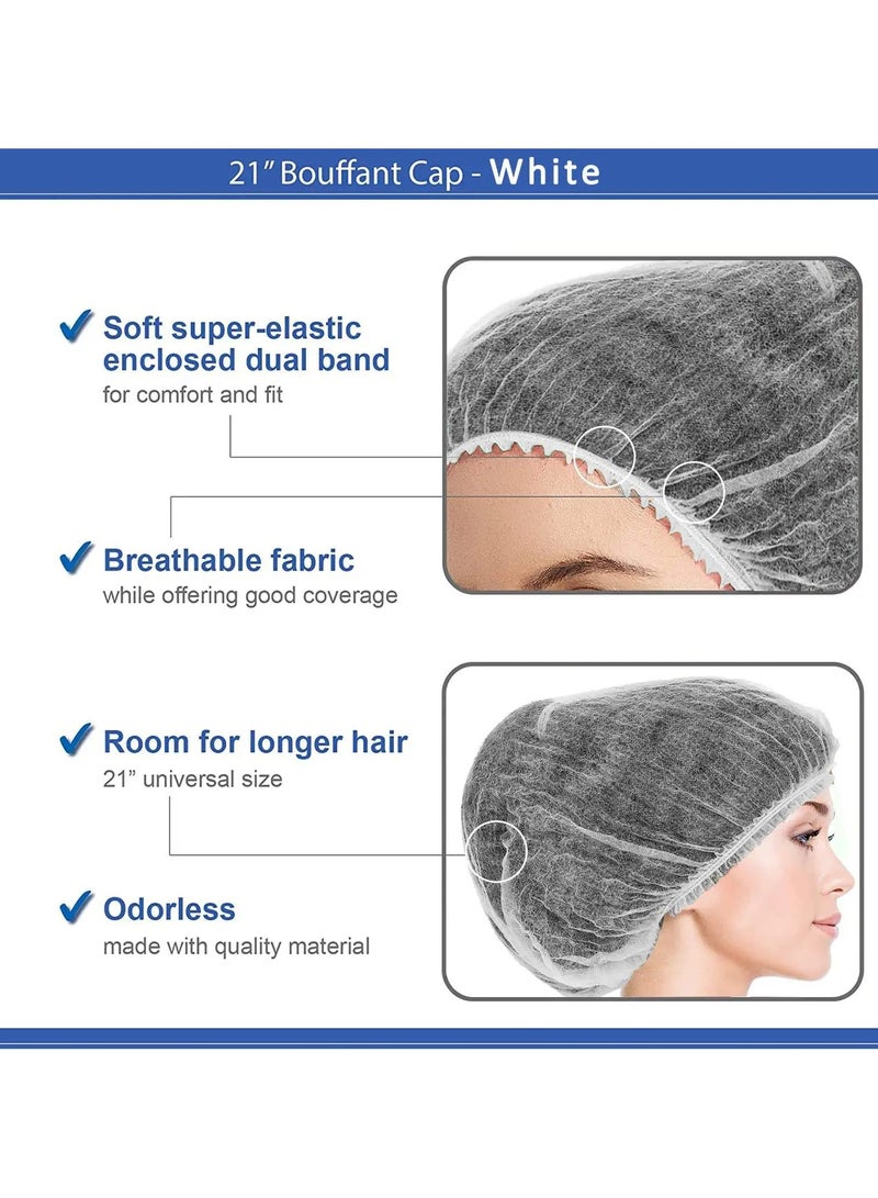 Disposable Bouffant Cap Non Woven White Disposable Mob Cap Head Cover Surgical Doctor Hat Bouffant Medical Dust Caps Clip Strip