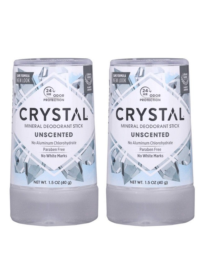 Crystal™ Travel Stick Mineral Deodorant Unscented Body Deodorant With 24 Hour Odor Protection, Non Staining & Non Sticky, Aluminum Chloride & Paraben Free, 1.5 Fl Oz (Pack Of 2)