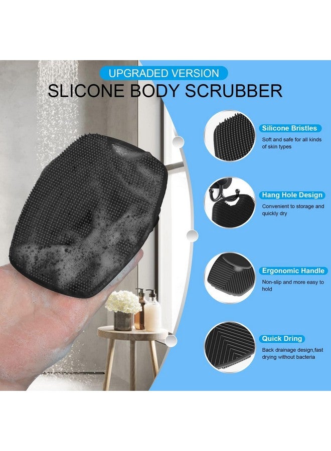 Body Scrubber For Bathing Dead Skin Remover Premium Super Soft Silicone Body Shower Scrub Reusable Body Cleansing Brush For Men Women And Children 1 Pc (Black)